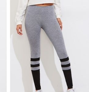 NWOT Gray and black striped leggings